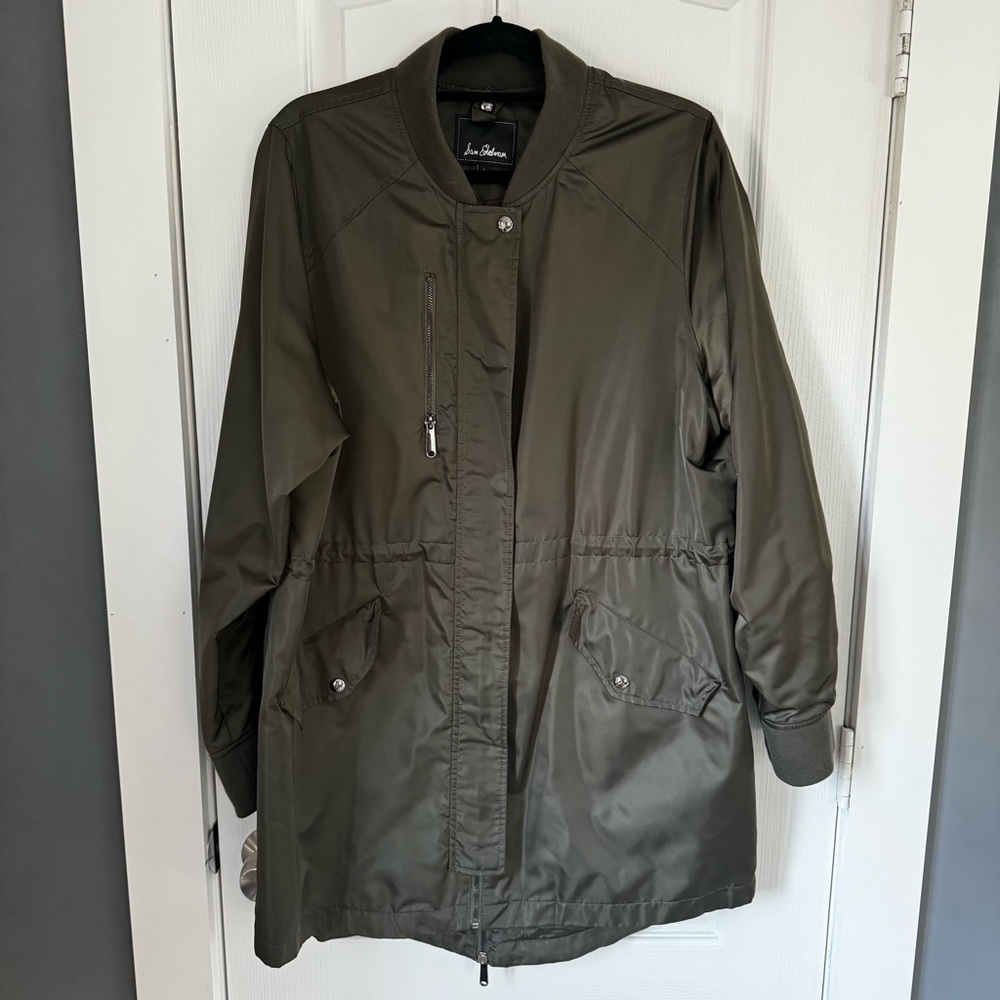 Sam Edelman Women's Khaki Zipper Front Rib Collar Jacket Size L